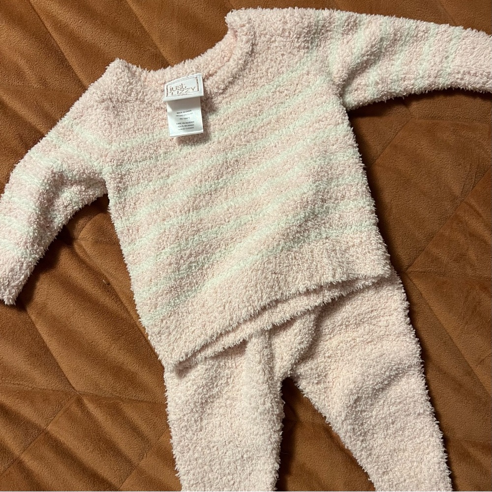 Cozy Pink and White Striped Sweater Set